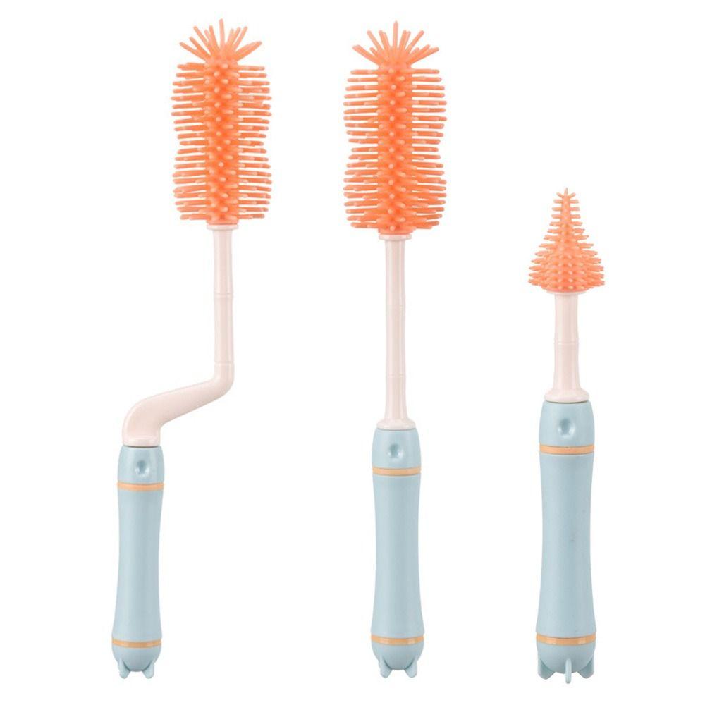 3Pcs/set Silicone Cleaning Brush 360-degree Rotating Drying Rack Baby Bottle Brush  Baby Bottle