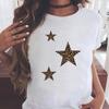 (Asian Size) Leopard Style Cute Women's Top Print O-neck Short Sleeve T-shirts Fashion Female Casual T Clothing Graphic Tee