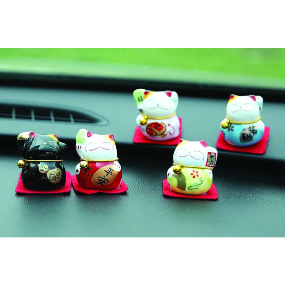 5pcs/set Car Ornaments Cute Smiling Lucky Cat Auto Interior Ornaments