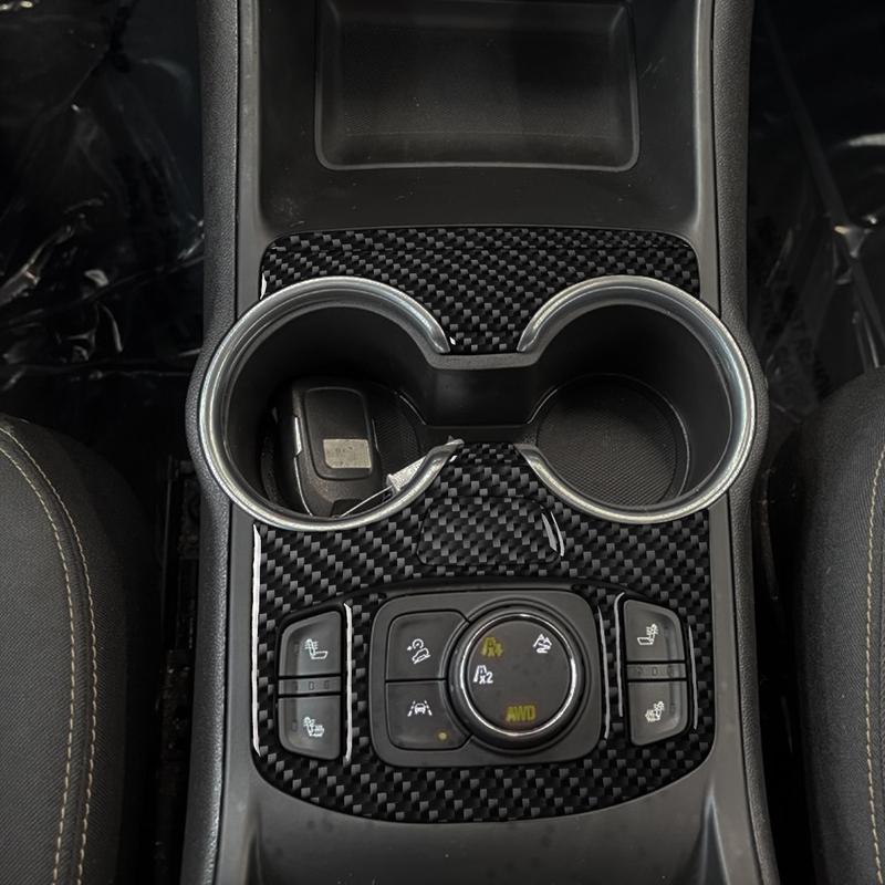 For GMC Terrain 2018- Real Carbon Fiber Stickers Centre console cup holder panel Cover Car Accessories Interior decorative