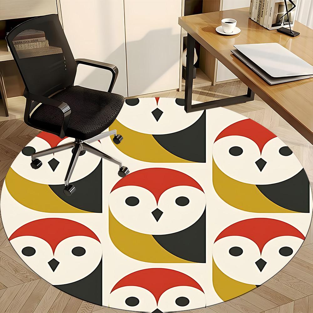 1pc Owl Pattern Office Round Area Rug, Indoor Mat Suitable For Office, Under Office Chairs Bedroom Living Room Home Decor, Room Deco