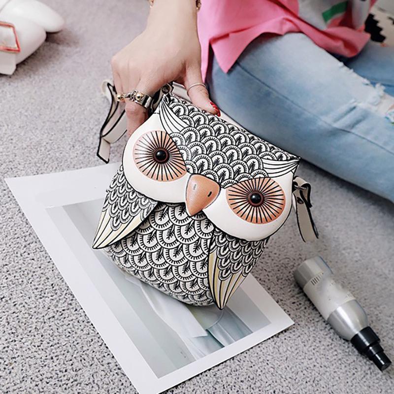 2025 European and American Retro PU Women's Shoulder Bag New Fashion Cat Bag Cartoon Owl Crossbody Bag Creative Coin Purse