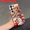 2DFlat Samsung Phone Case Cute Kittens with Butterfly & Apple Design Applicable To Galaxy S23 S24 S25ULTRA S26 A12 A14 A15 A16 A54 A55
