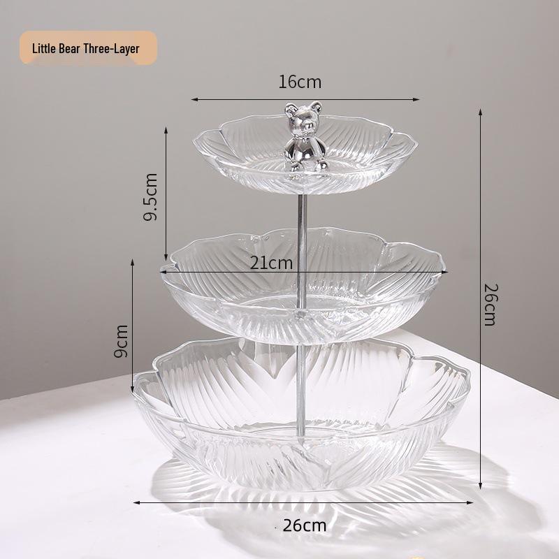 Exquisite Bear Fruit Plate: Multi-Layer Dessert & Candy Display for Luxurious Living Rooms.