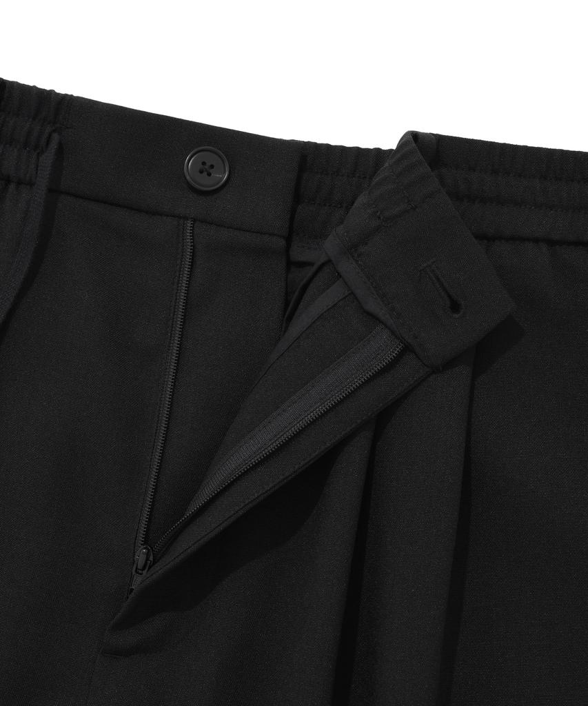 COVERNAT Semi-Wide Easy Elastic Waist Slacks Black