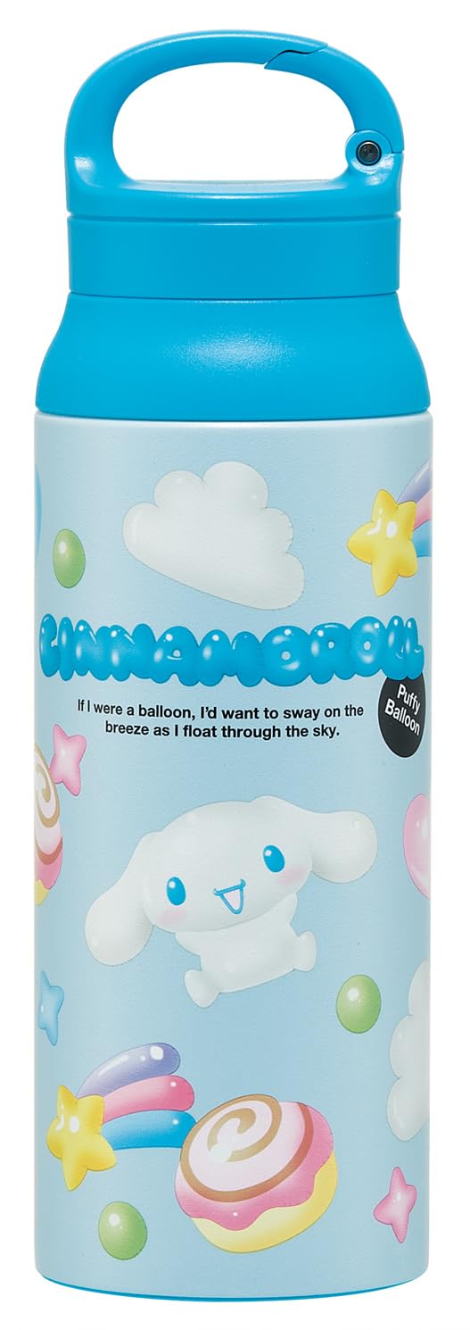 

Skater Ручка-карабин Нержавеющая сталь Вакуумная бутылка для воды Sanrio Cinnamoroll Пухлый шар, Изолированная, 600 мл, Двухслойные стенки, Дизайн, Девочка