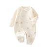 Cozy Air Cotton Baby Romper - Long Sleeve, Side Snap, Boneless Crawling Suit for Newborns - Perfect for Autumn & Winter Outings