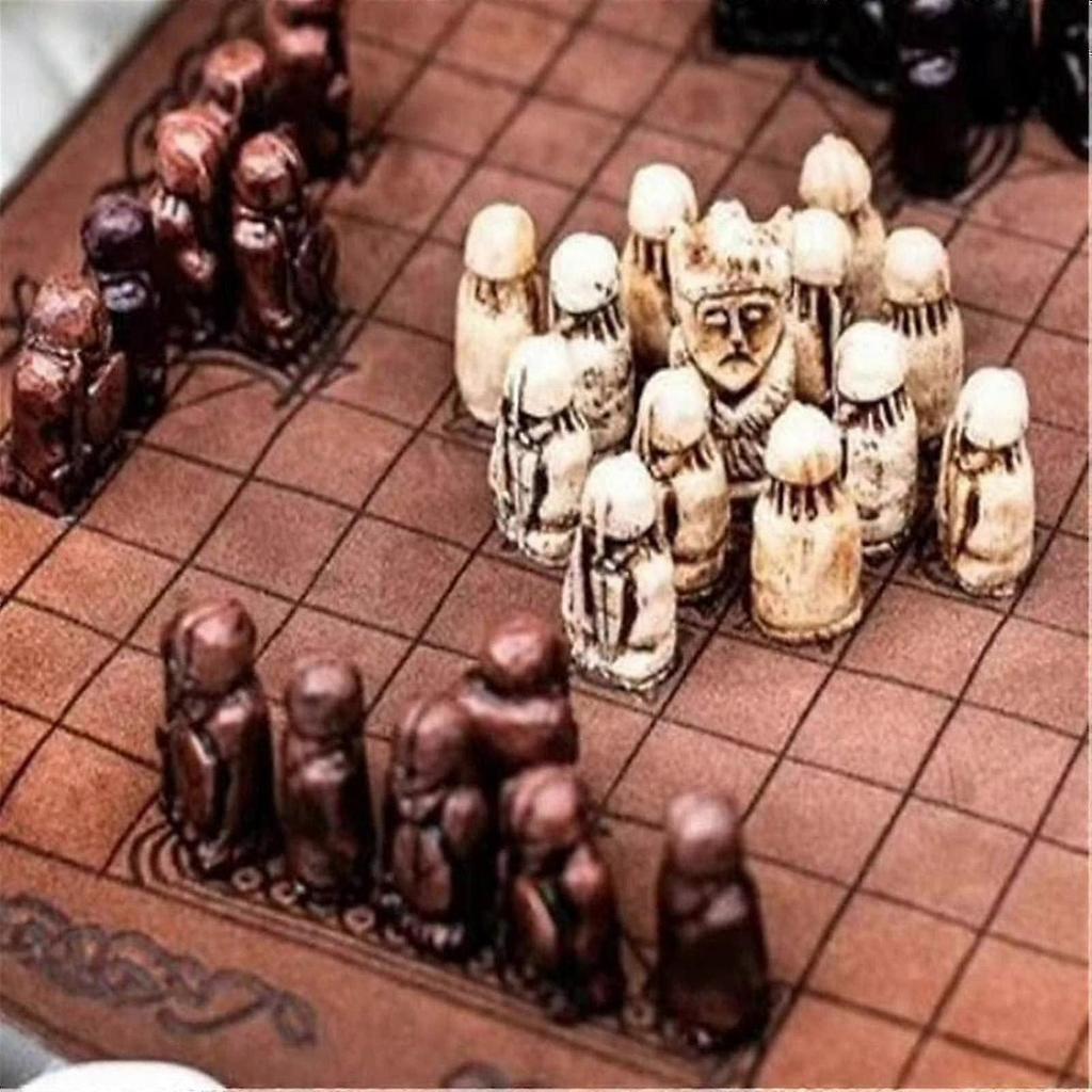 Jeu de société Hnefatafl, Échiquier Viking, Échiquier en Bois, Ensemble de Voyage Adulte/Enfant avec Boîte en Bois