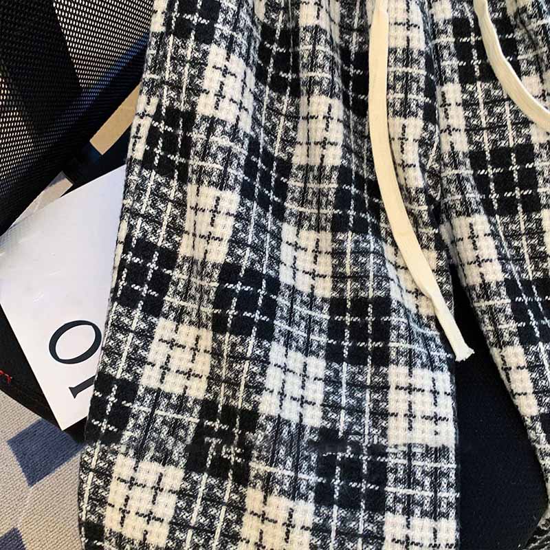 Pants for Women Plush High Waist Long Trousers Plaid Double Layer Thickened Stretchy Casua Pants