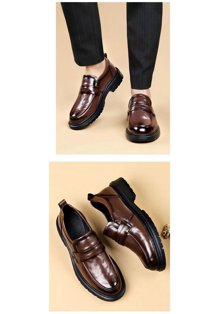Men's Versatile Waterproof Leather Slip-on Driving Shoes - Fashionable, Stain-Resistant Business Casual Footwear