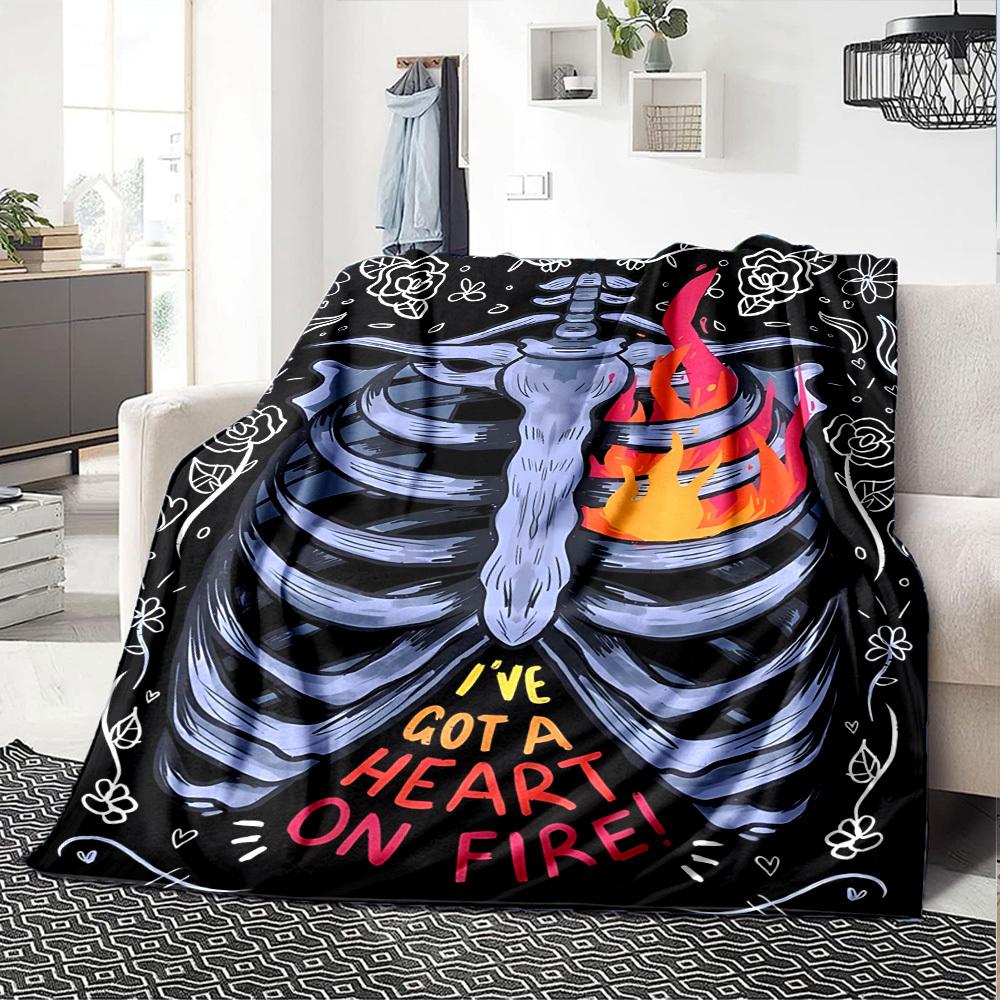 1 Stück Drachen-Gitarre-Themen-Decke Weiche Flanelldecke für alle Jahreszeiten Gemütliche Überwurfdecke mit kräftigem Grafikdruck, Reise- oder Urlaubsgeschenk für Familie & Freunde