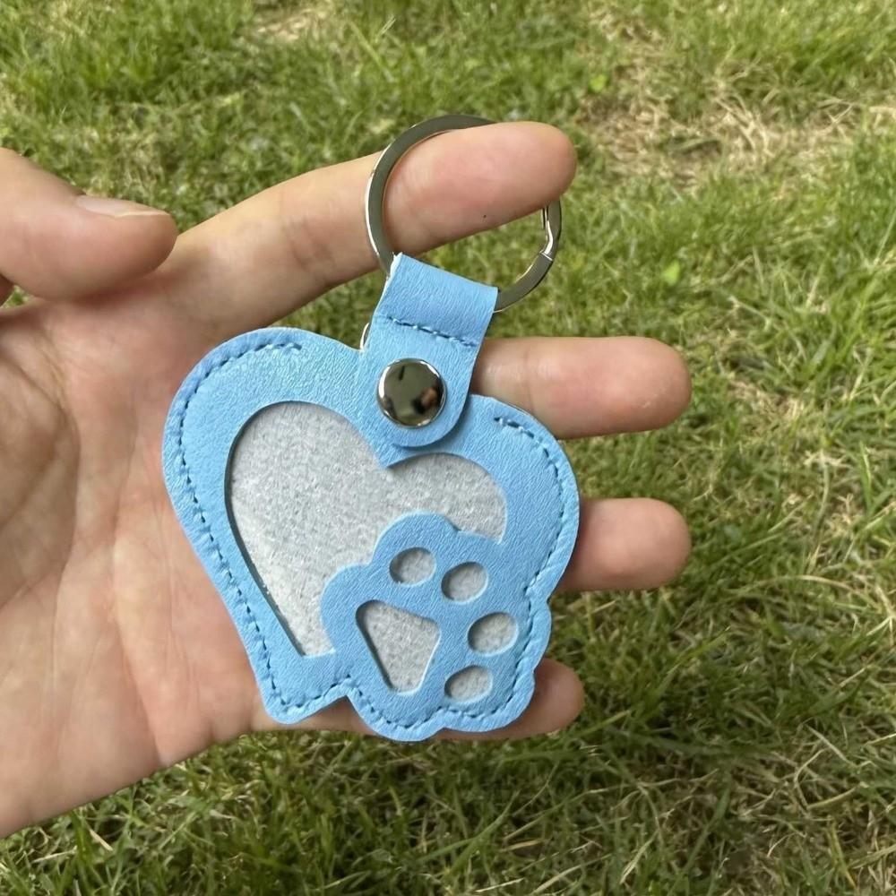 Portable Pet Hair Storage Bag PU Leather Memorial Key Chain Dogs Paw Pendant Funeral Supplies
