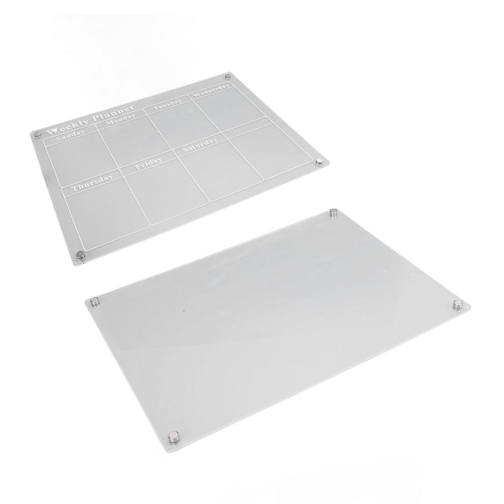 Refrigerator Calendar with 6 Markers Clear Acrylic Weekly Planner Blank Plan Board for Life Planning Daily Organization