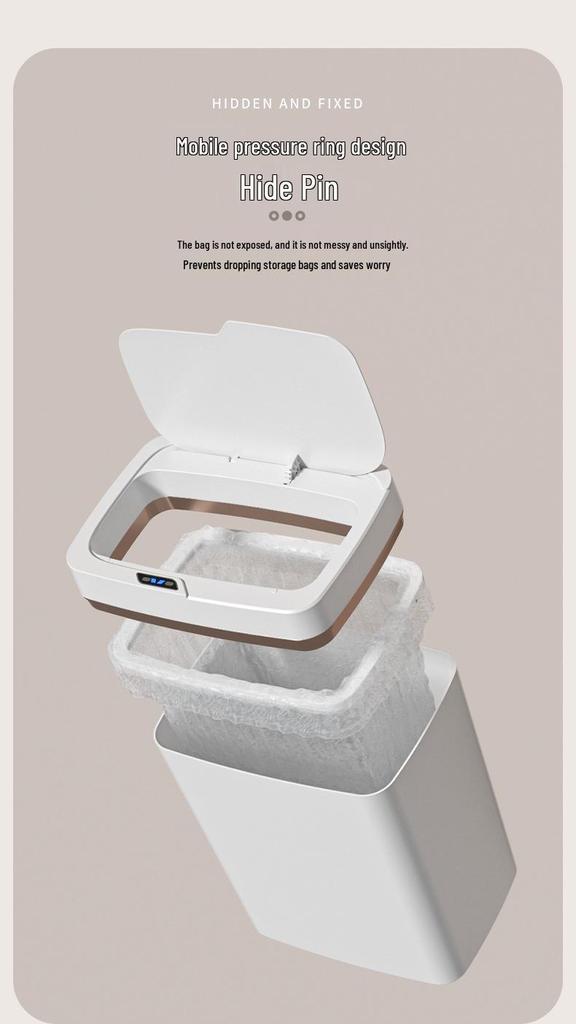 18L Smart Trash Can with Induction Lid and Long-Lasting Battery for Living Room