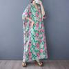 Summer Color Travel V-neck Retro Long Skirt Cotton Linen Dress