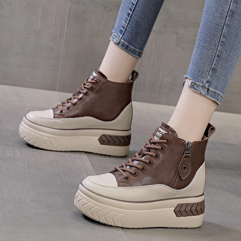 Deskové boty s vysokými podpatky a silnou podrážkou, zvyšující neformální vysoké boty