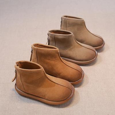 2024 Children Leather Shoes for Girls Winter New Fashionable Korean Style Soft Bottom Anti-slippery Versatile Chic Casual Boots