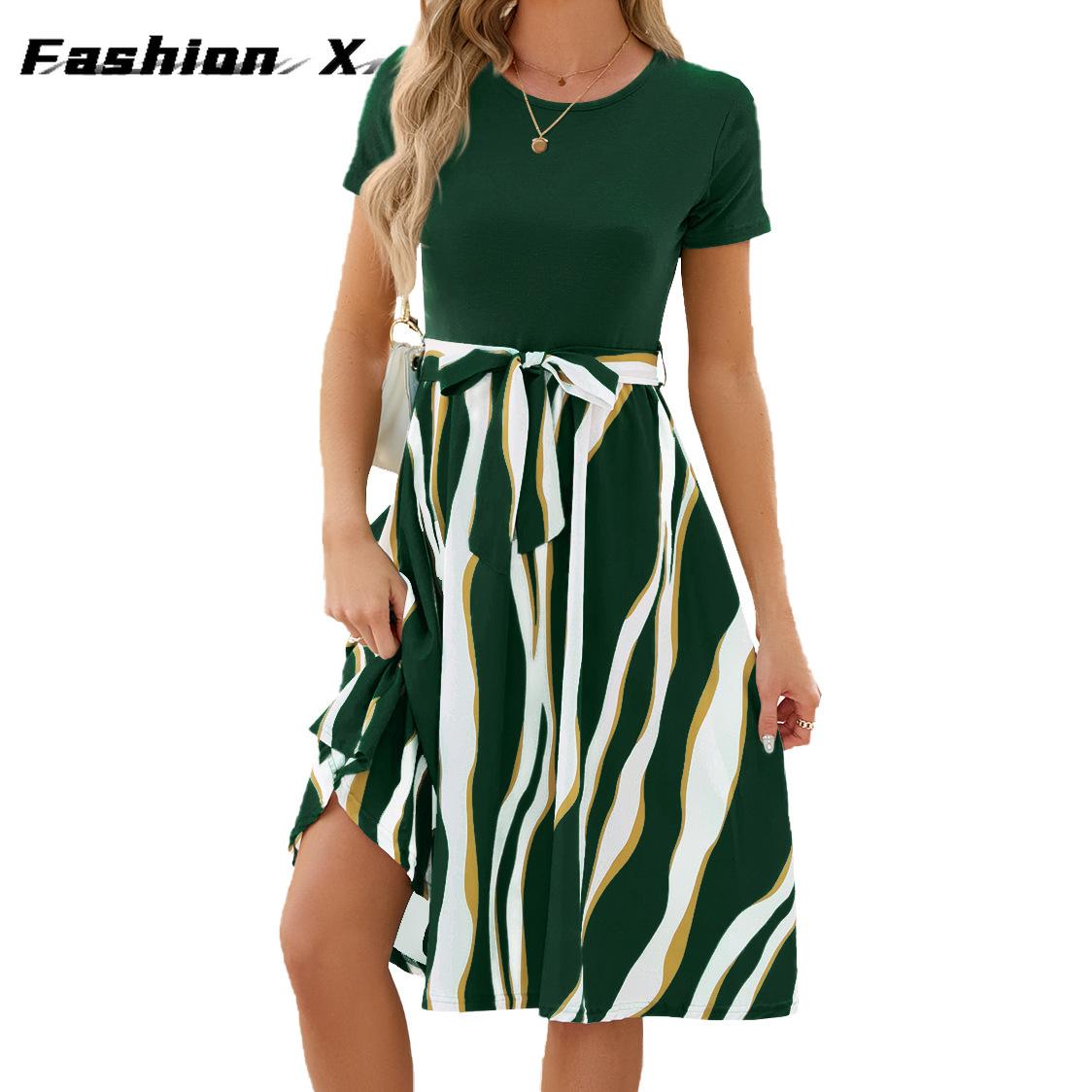 

Платье с круглым вырезом и короткими рукавами 2XL