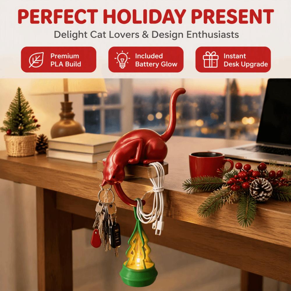 Inverted Hanging Upside Down Cat Figurine Cute Christmas Tree Ornament Home Office Decor