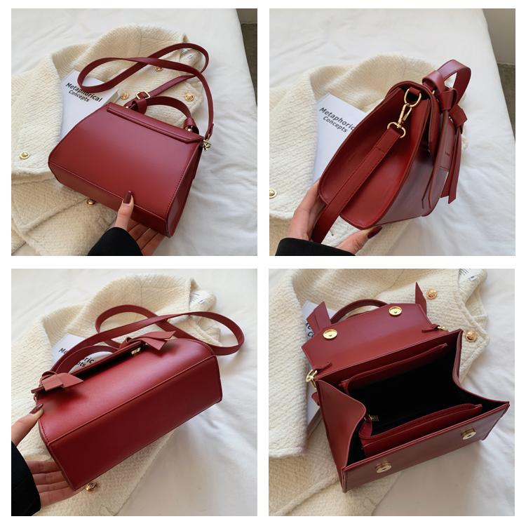 Rote Damen Umhängetasche Mode Texturiertes PU-Leder Retro Vielseitige Einzelne Schultertasche Trendige Hochzeit Braut Handtasche