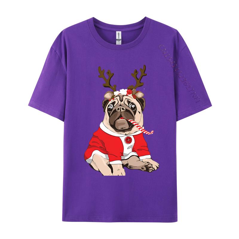 Graphic T Shirts Men Pug Deer Pug Lovers Reindeer Christmas Tshirt Soft Breathable Cotton Tops Tee 3xl Men Clothing