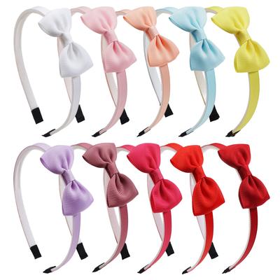 10Pcs Grosgrain Ribbon Hair Bows of Children's Headband Girls Handmade Pleat Solid Color Cute Princess Headband Hair Accessories
