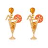 Amazon Popular Juice Cup Creative Accessories European and American Cocktail Glass Bottle Shape Jewelry Girl Earrings Earrings
