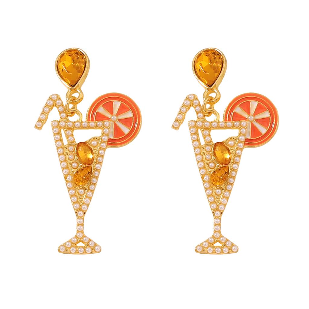 Amazon Popular Juice Cup Creative Accessories European and American Cocktail Glass Bottle Shape Jewelry Girl Earrings Earrings