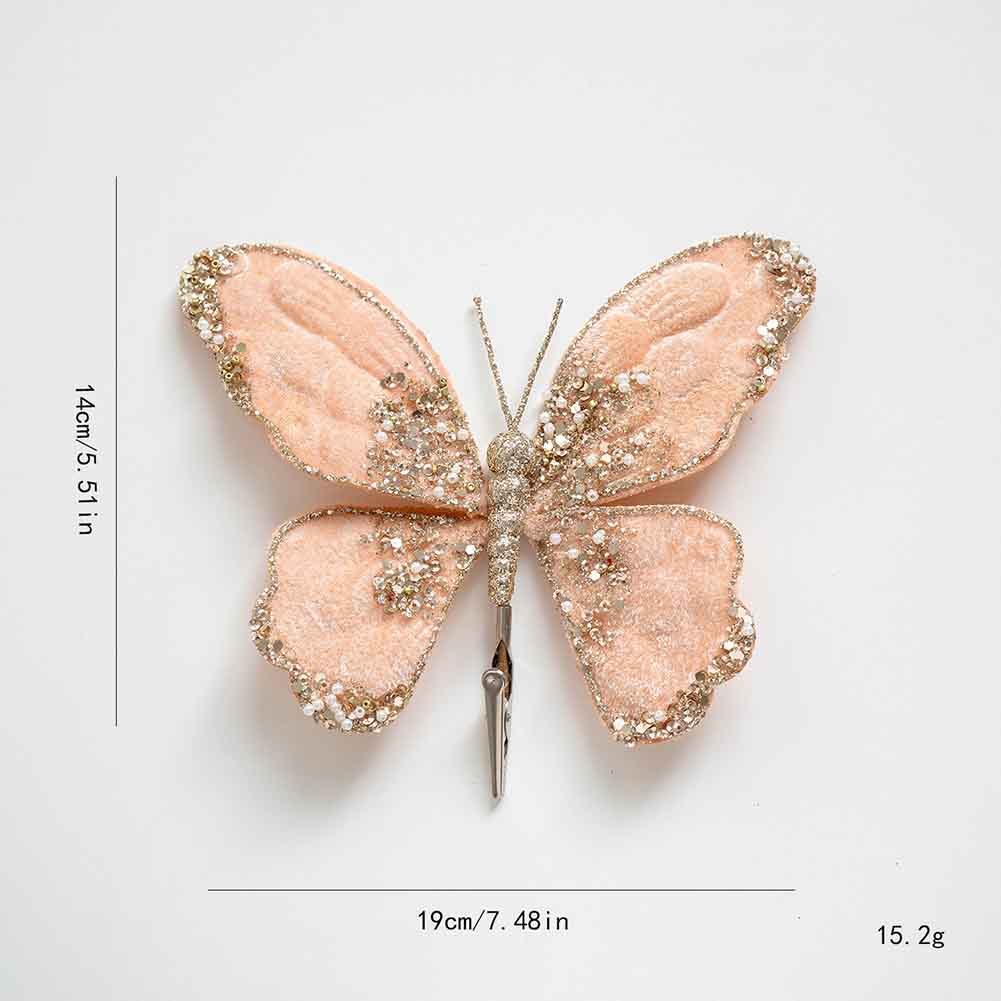 Für Weihnachtsbaumdekoration Mehrfarbig Glitzer Flanell Schmetterling Hängende Verzierung Größe 14 bis 19 cm Feiertagszubehör