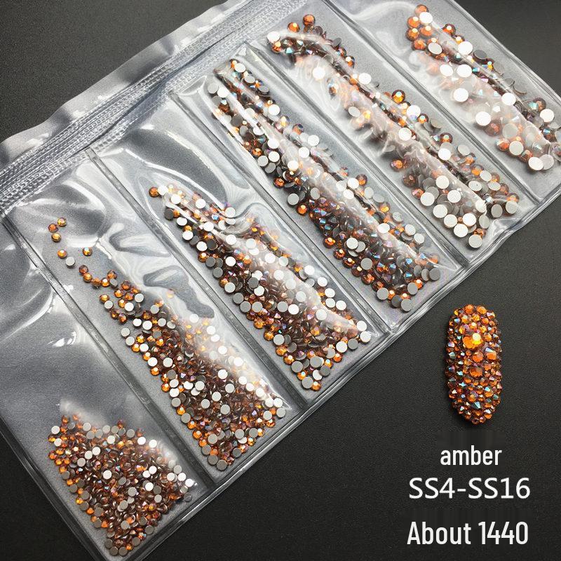 6-Grid Flat-Back Nail Art Rhinestone Set (1440pcs) - Mixed AB & Clear Glass Rhinestones Nail Decorations