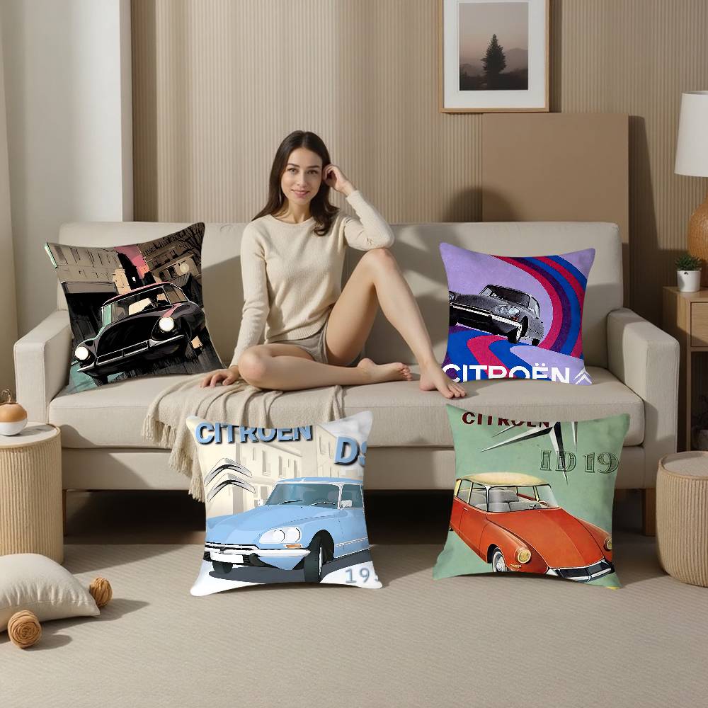 Cool C-Citroen Classic Pillow Case Plush Fabric Soft Double Sided Print Sofa Cushion Cover Throw Pillow Covers