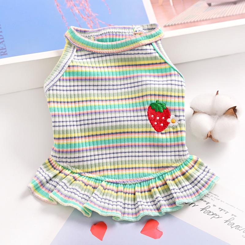 Striped Pet Cat Small Dog Bigbear Puppy Dog Clothes Skirt Spring Summer Thin
