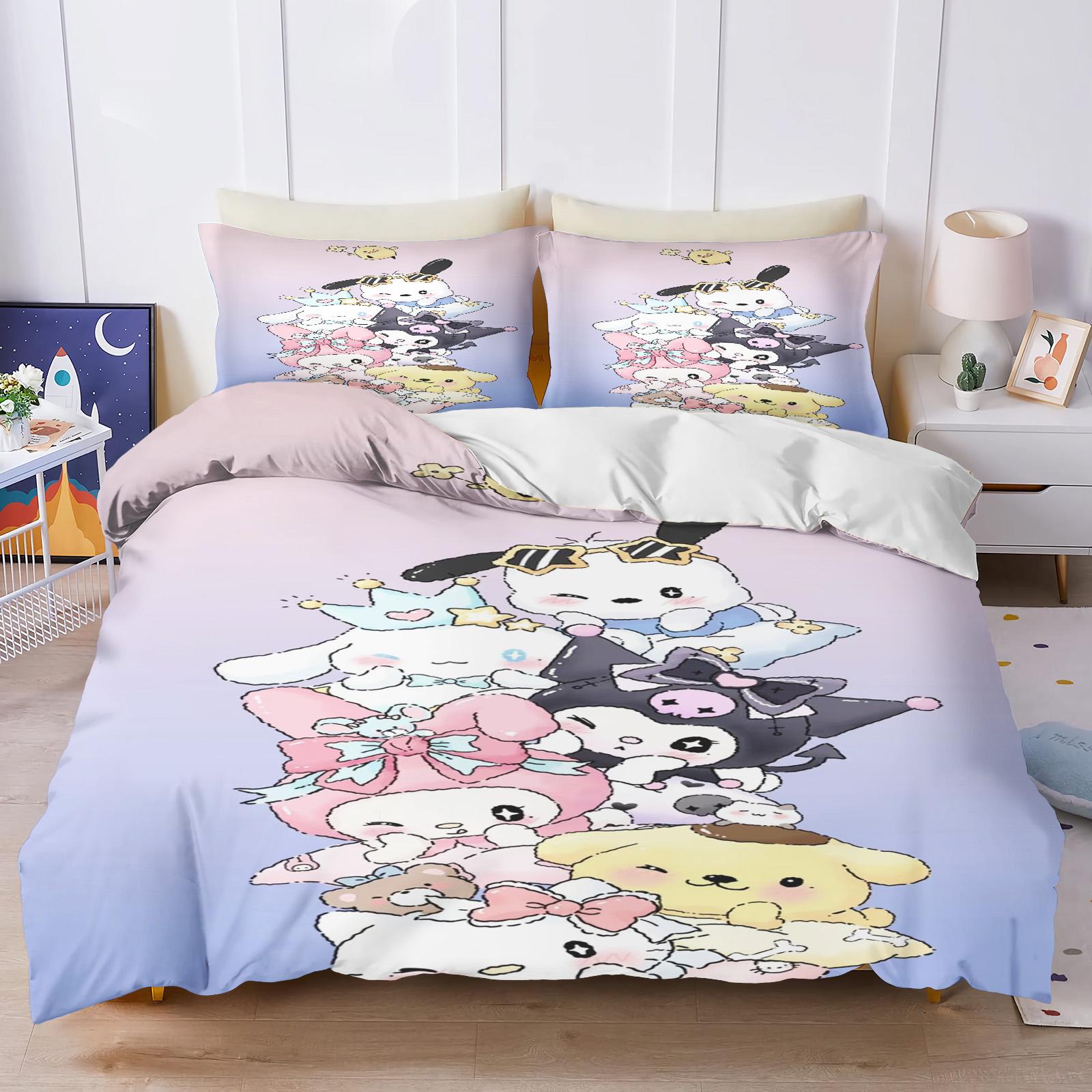 

Comforter Sanrio My Melody Kuromi Pochacco Anime Comforte Printed Cartoon Twin Size Bedding Sets Christmas Gifts 3-Piece Comforter (quilt)-EU Single(135*200cm)3pcs