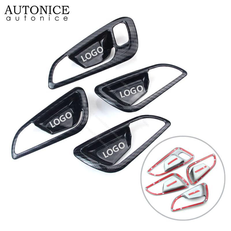 4pc Carbon Fiber Color Door Handle Bowl Cover for Ford Focus 2015 2016 2017 2018 ST RS MK3 an Version LEFT HAND SIDE ABS