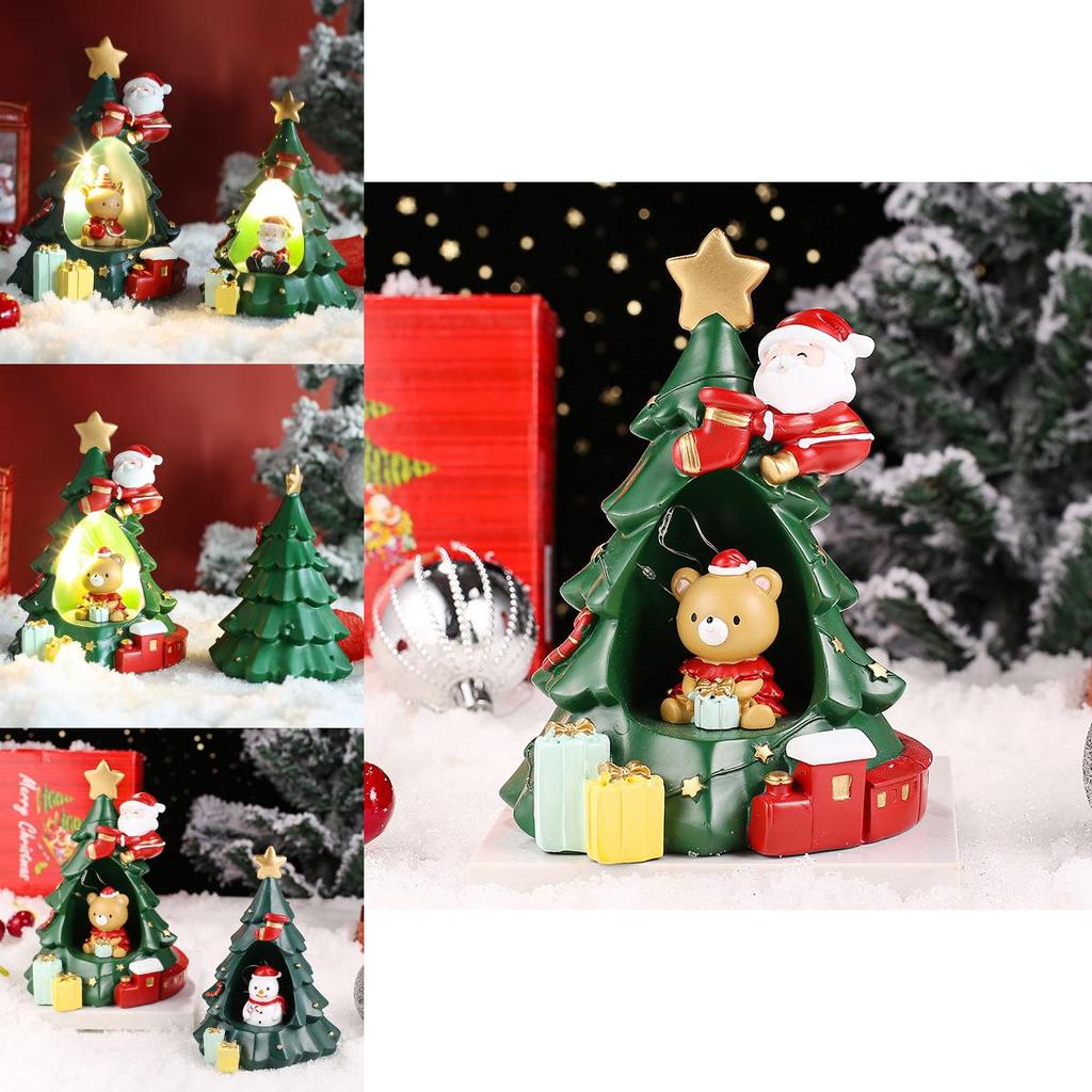 Christmas Star Night Light Cartoon Snowman Resin Figurine For Children Girls
