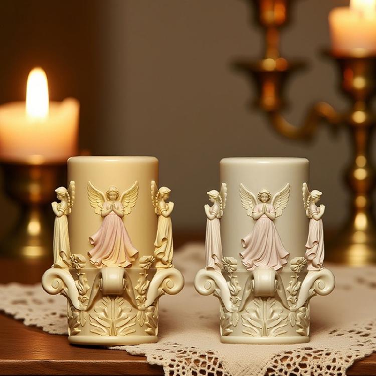 Angel Embossed Cylinder Candle Silicone Mould Multipurpose Silicone Mold For Handmade Candle Soap Chocolate Baking Tool
