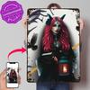 Sentia Dark Fantasy Witch Personalized D Textured Metal Poster Wall Art Tinplate Sign for Custom Plate Home Decor Accessories