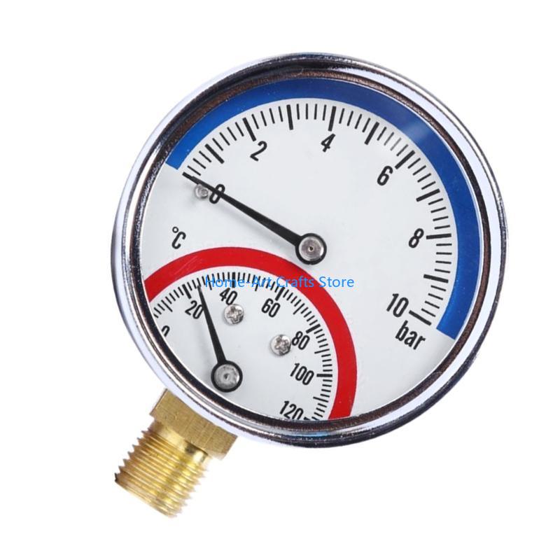 Y3NA Thermo-manometer G1/4 Thread 0-120 ℃ 0-10 Bar Measuring for Water Gas