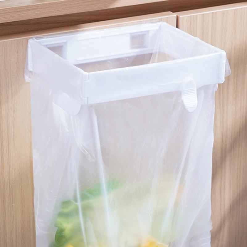 Foldable Trash Bag Holder Wall-Mounted Kitchen Garbage Bag Holder Hanging Organizer Plastic Bag Film Container Dispenser