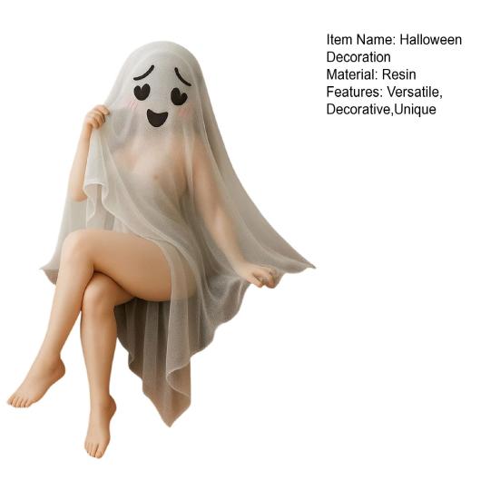 Funny Ghost Statue Creepy Parties Festivals Ornaments Halloween Decoration for Dark Romanticists Gothic Collectors