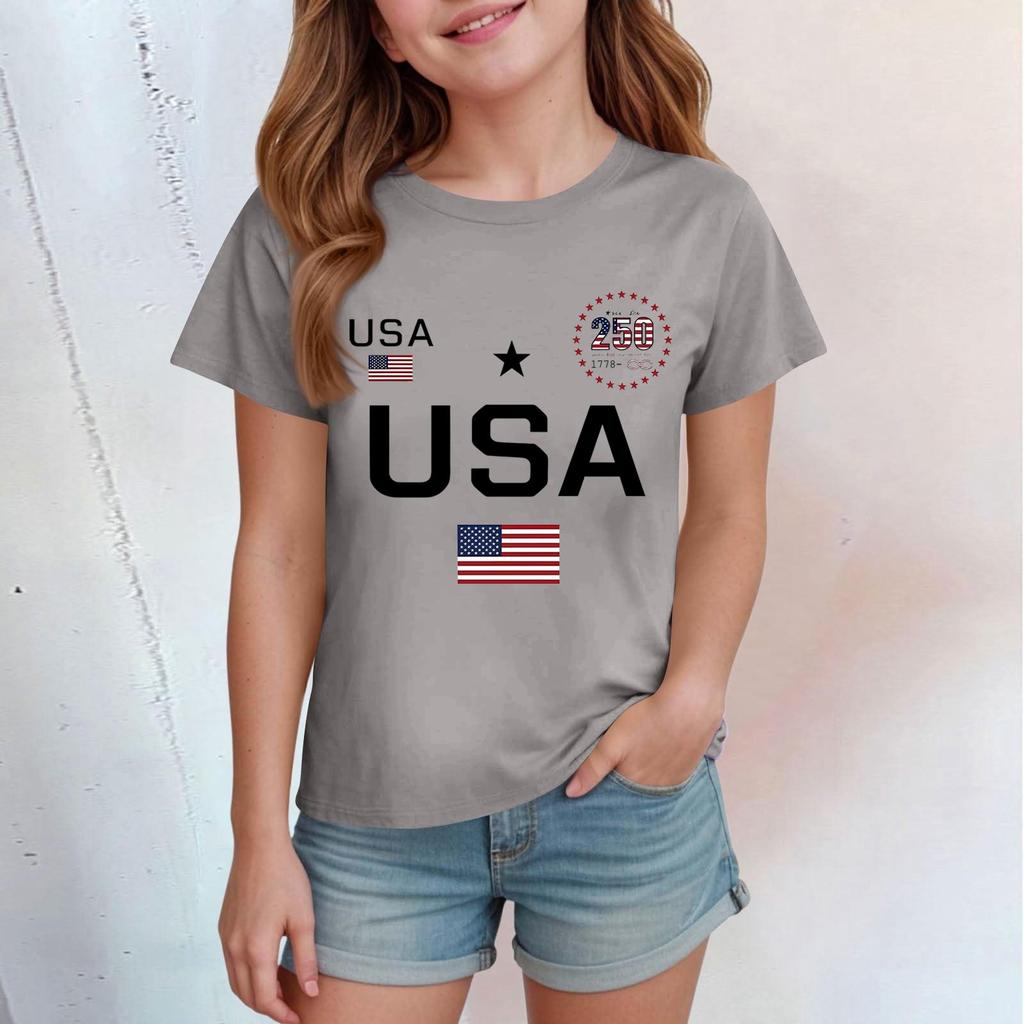 Casual bedrukte top met ronde hals en korte mouwen voor kinderen