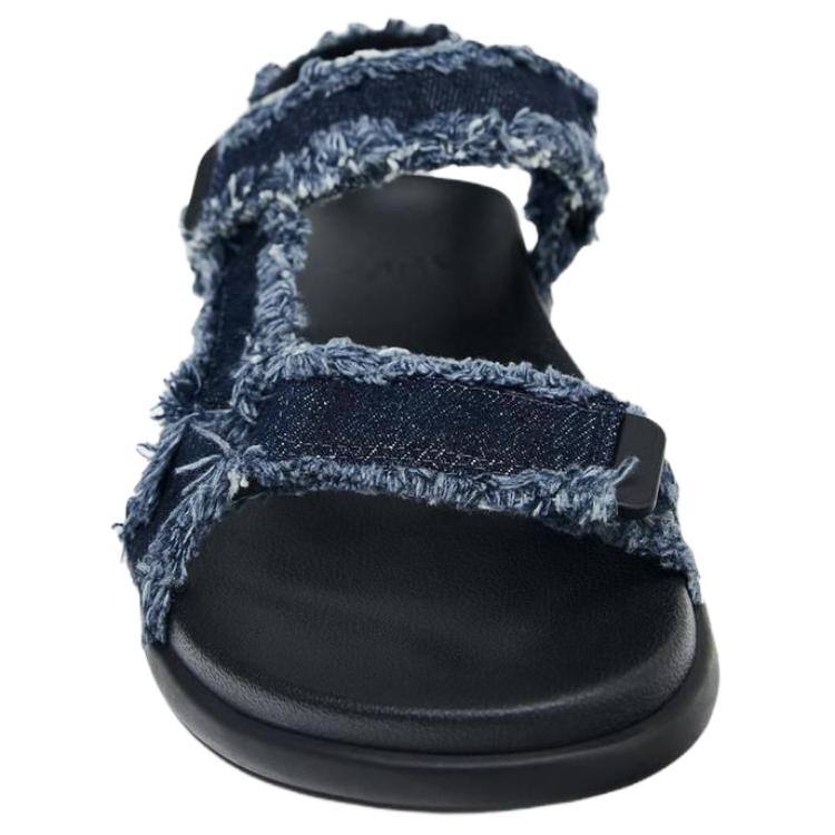 Zara Cotton Fashion Open-Toe Denim Platform Beach Sandals Women Sandals Dark-Blue 5510610017