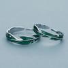 2x Sweet Simple Irregular Green Leaves Couple Ring For Women Lover Silver Open Resizable Ring Romantic Wedding Jewelry
