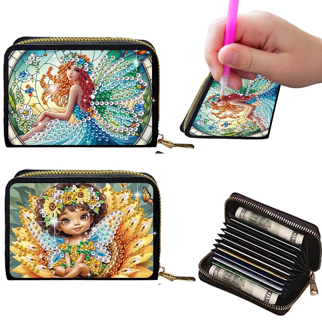 2pcs Animal Pattern Diamond Painting Fashion Card Holder DIY Diamond Painting Art Kit ID Storage Bag for Travel and Daily Use