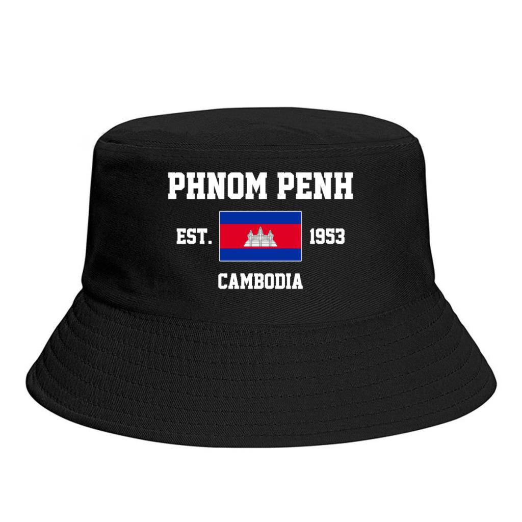Bucket Hats Cambodia EST Phnom Penh Emblem Flag Sun Shade Cool Outdoor Summer FisherUnisex Caps Fishing Hat