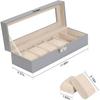 6 Slot PU Leather Watch Box - Glass Lid Display Case, Dustproof Travel Organizer & Gift Storage for Men (Grey)