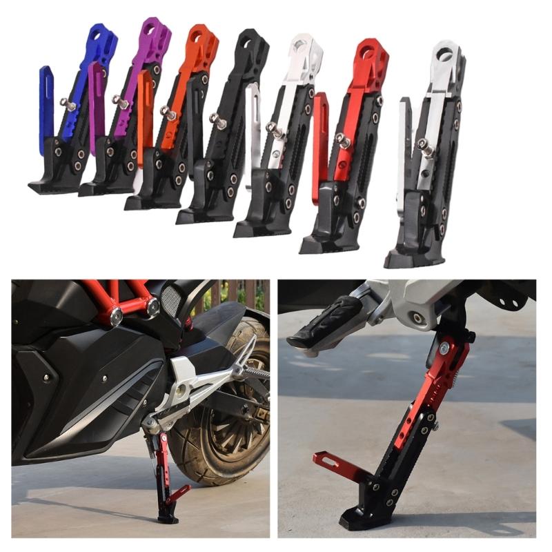 Motorcycle Extendable Stand Holder E-Bike Scooter Replacement Kickstand Adjustable Foot Side with Spring and Screws