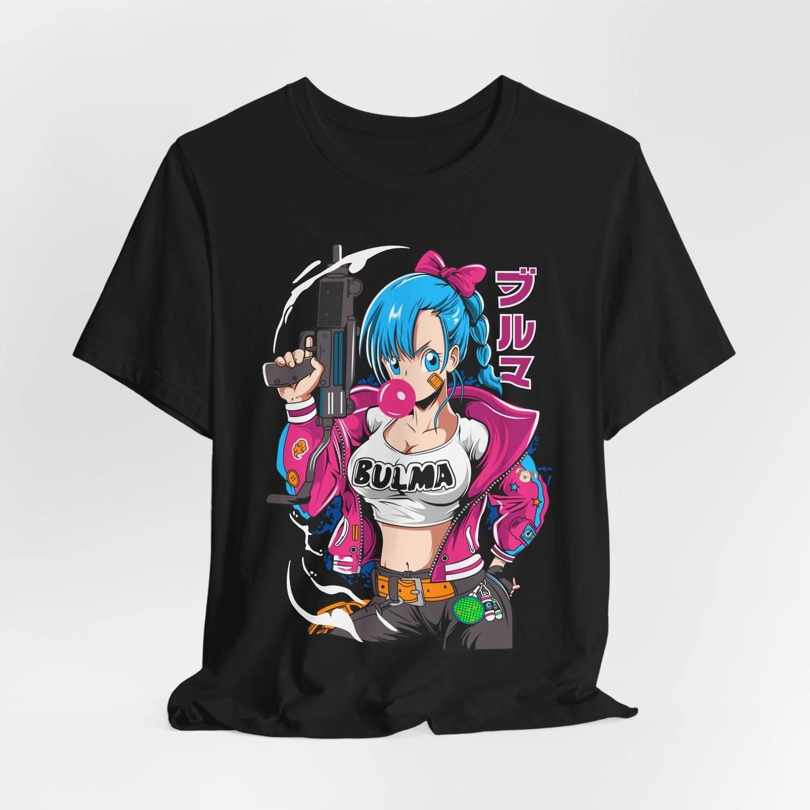 Bulma Anime inspired Character Tee | Blue-Haired Manga Girl T-Shirt L