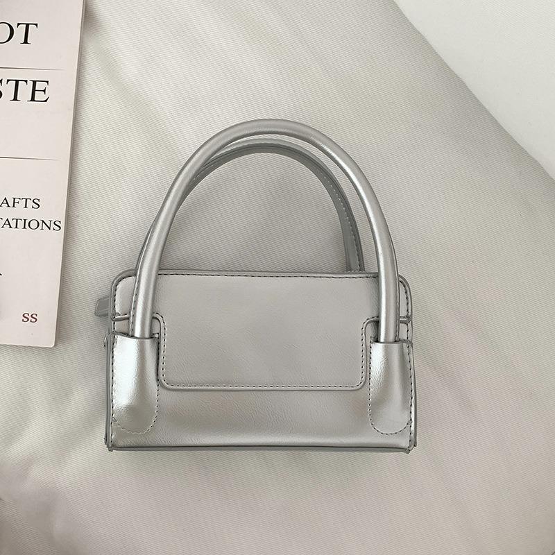 

Handbag niche printed lgo shoulder bag women s versatile styling messenger small square bag Korean version new серебряный