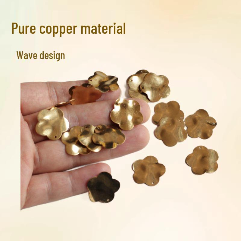 Embossed Copper Wave Pattern Brass Piece for Jewelry DIY Earring Accessories